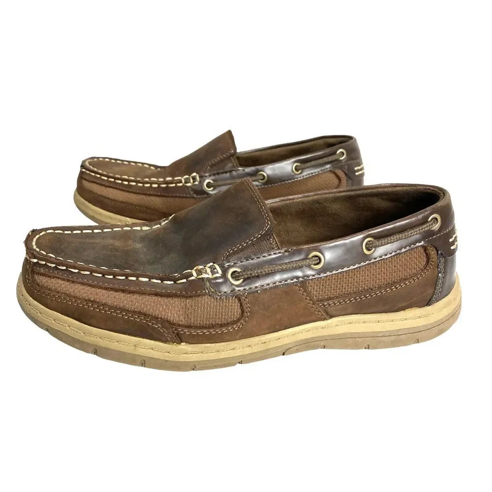 Croft & Barrow Men’s‎ Slip On Loafers Boat Shoes Brown Leather Size 9.5M